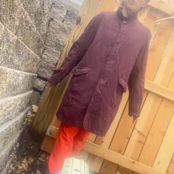 Chore Herringbone 100% Cotton Raspberry Long "Tourist Jacket" Size 4 M/L puffer - Picture 2 of 13